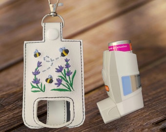 Inhaler holder, inhaler case keyring, bee and flowers, inhaler case, inhaler pouch, proAir Ventolin Albuterol Becotide