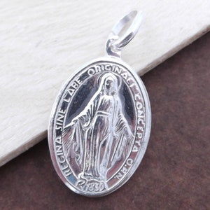 Pendant 925 sterling silver medal Virgin Mary Miracolous Madonna, religious pendant