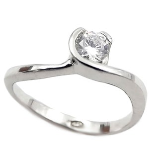 Lonely solitaire women&#39;s ring in 925 silver, for engagement