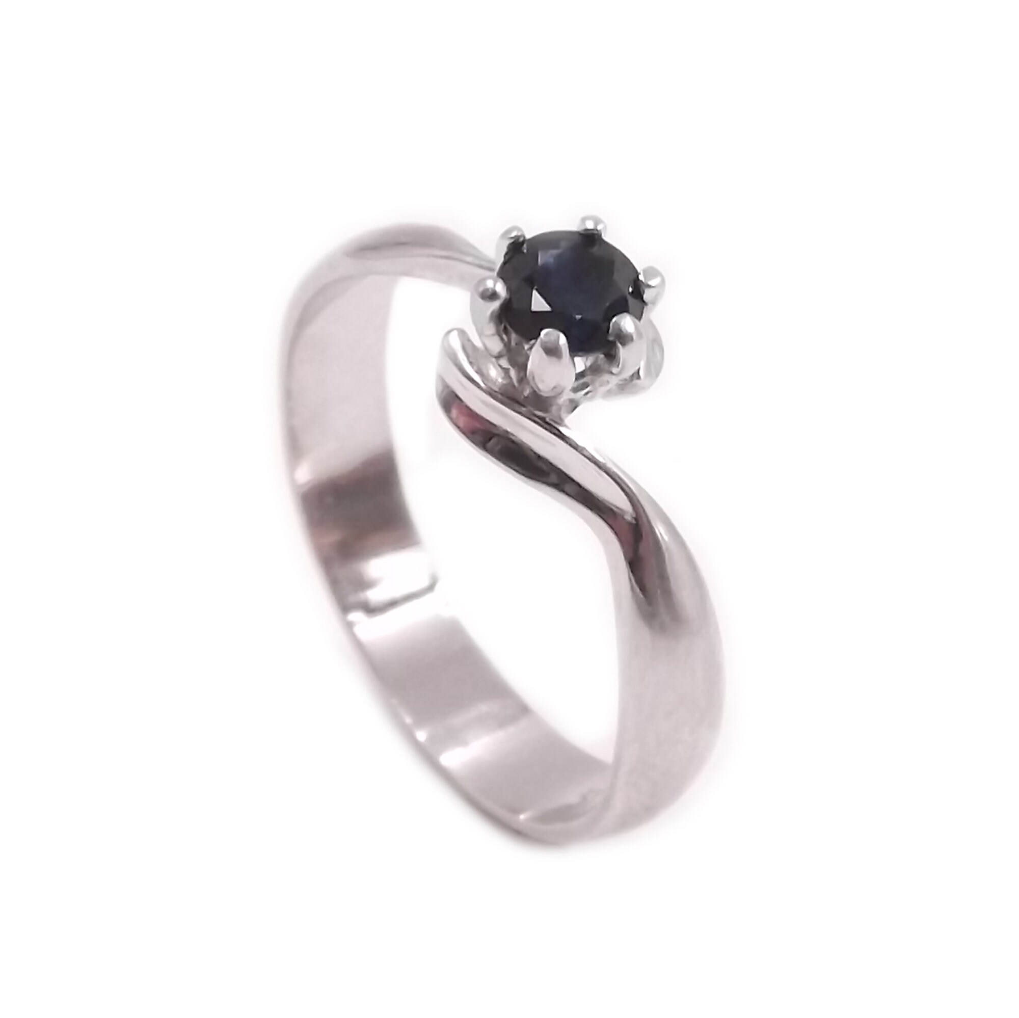 Solitärring, Verlobungsring, 925er Silberring, Ring mit natürlichem blauen Saphir
