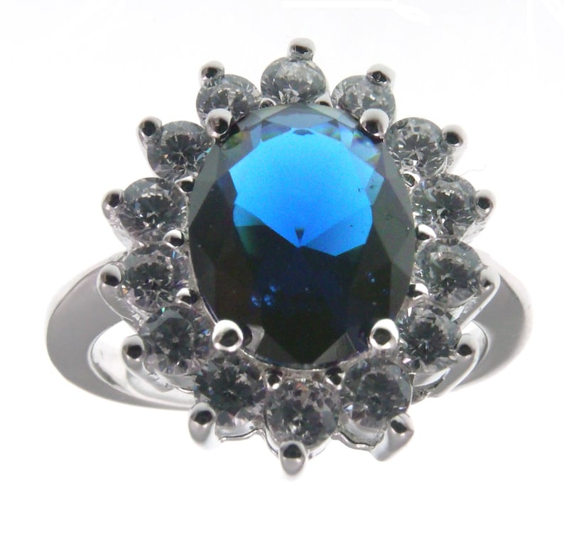 adjustable size Kate style engagement ring silver 925 blue sapphire