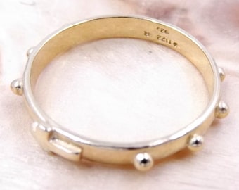 Rosenkranz-Ehering, Ehering, goldener Ehering aus 925er Silber, 925er Silberring, religiöser Ring, religiöser Ehering
