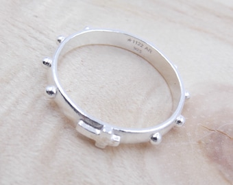 Rosary Ring, silver religious ring 925, catholic rings for women