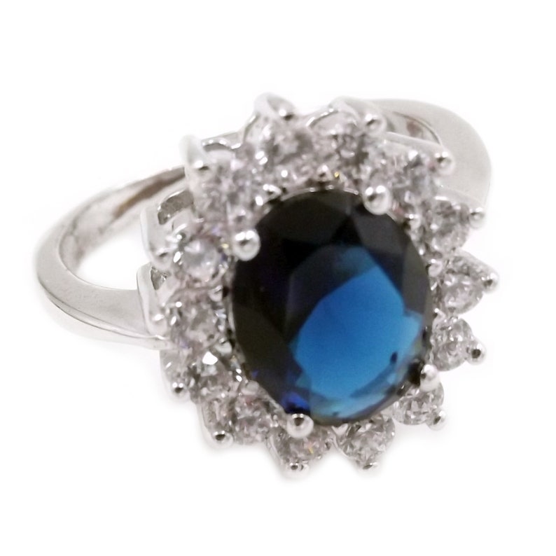 adjustable size Kate style engagement ring silver 925 blue sapphire