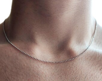 925 Silberkette mit kleinen Diamantkugeln, Herren- oder Damenkette