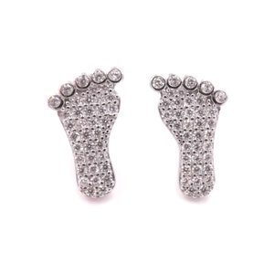 Hypoallergene 925 sterling zilveren Newborn Feet oorbellen met zirkonen