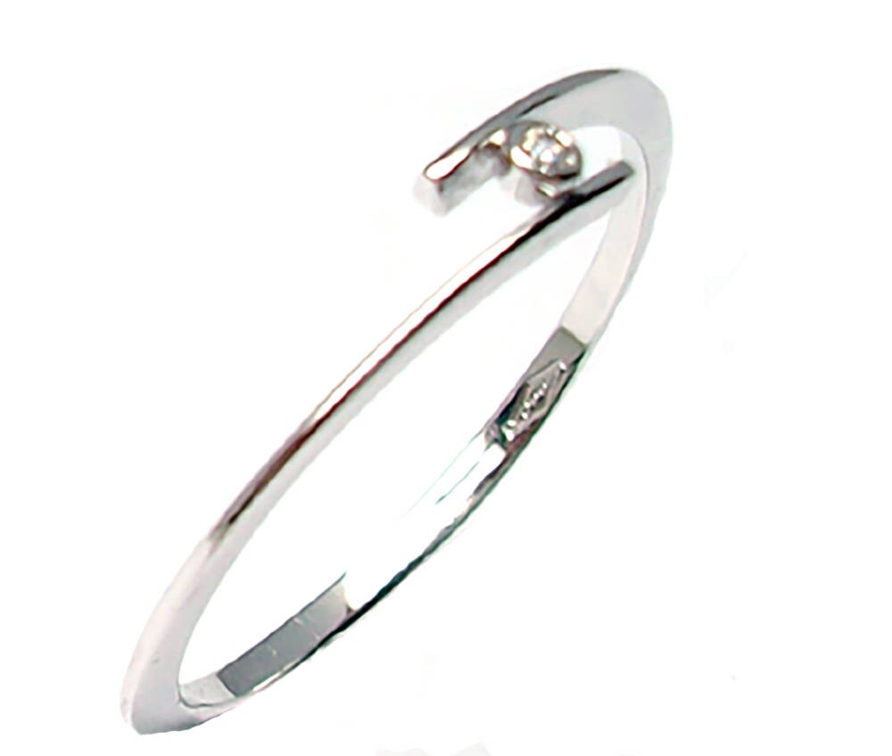 Solitary ring white gold 18 kt. women with diamonds for engagement