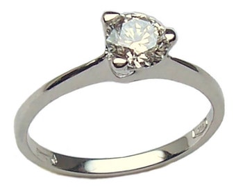 Solitary ring in 18 kt. white gold by woman with zircon idea gift engagement