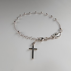 Rosary bracelet with medal in 925 silver unisex men's woman