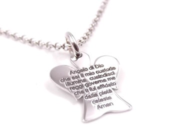 Necklace Catenina in silver 925 Prayer Guardian Angel of Religious God