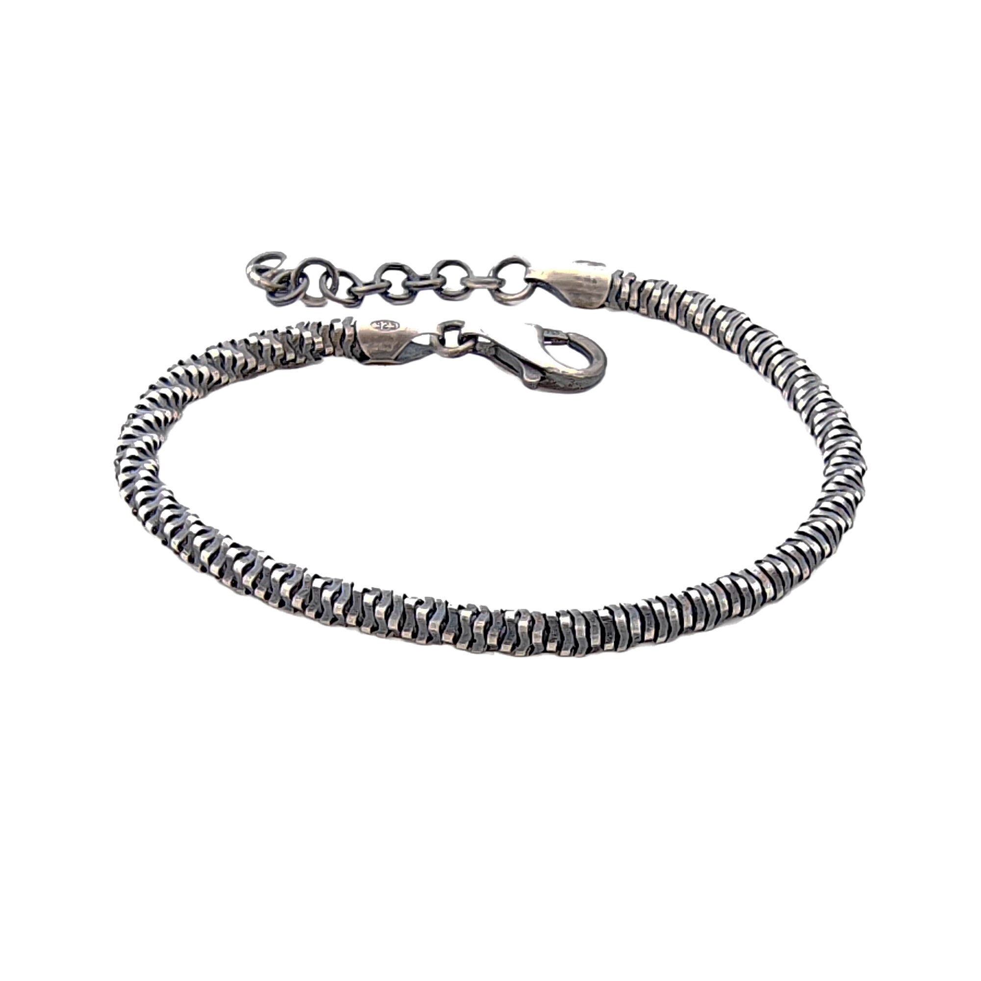 Men's 925 Sterling Silver Chain Link Bracelet Adjustable Etsy