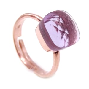 Women&#39;s rose gold-plated silver 925 ring, adjustable size, with Tanzanite