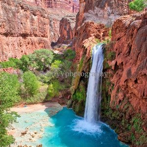 Havasu Falls, Red Rock, Grand Canyon, Havasupai, Arizona Art Print, Havasu Art, Nature Decor, Wall Print, Wall Art, Arizona Landscape