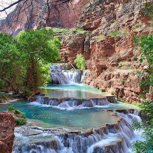 Beaver Falls, Havasu Falls, Red Rock, Gran Cañón, Havasupai, Arizona Art Print, Havasu Art, Nature Decor, Wall Print, Wall Art, Arizona