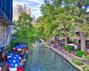 San Antonio Riverwalk, San Antonio Texas, Riverwalk, Colorful Umbrellas, Texas Art Print, Alamo, Nature Decor, Wall Print, Wall Art