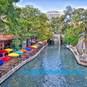 San Antonio Riverwalk, San Antonio Texas, Riverwalk, Colorful Umbrellas, Texas art Print, Alamo, Nature Decor, Wall Print, Wall Art