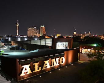 San Antonio Stadtansicht, Alamo Brewing, Tower of Americas, Downtown SA, Texas Kunstdruck, Alamo, Natur Dekor, Wanddruck, Wandkunst