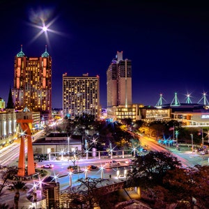 San Antonio City View, Torch of Friendship, Riverwalk, Downtown SA, Texas art Print, Alamo, Nature Decor, Wall Print, Wall Art