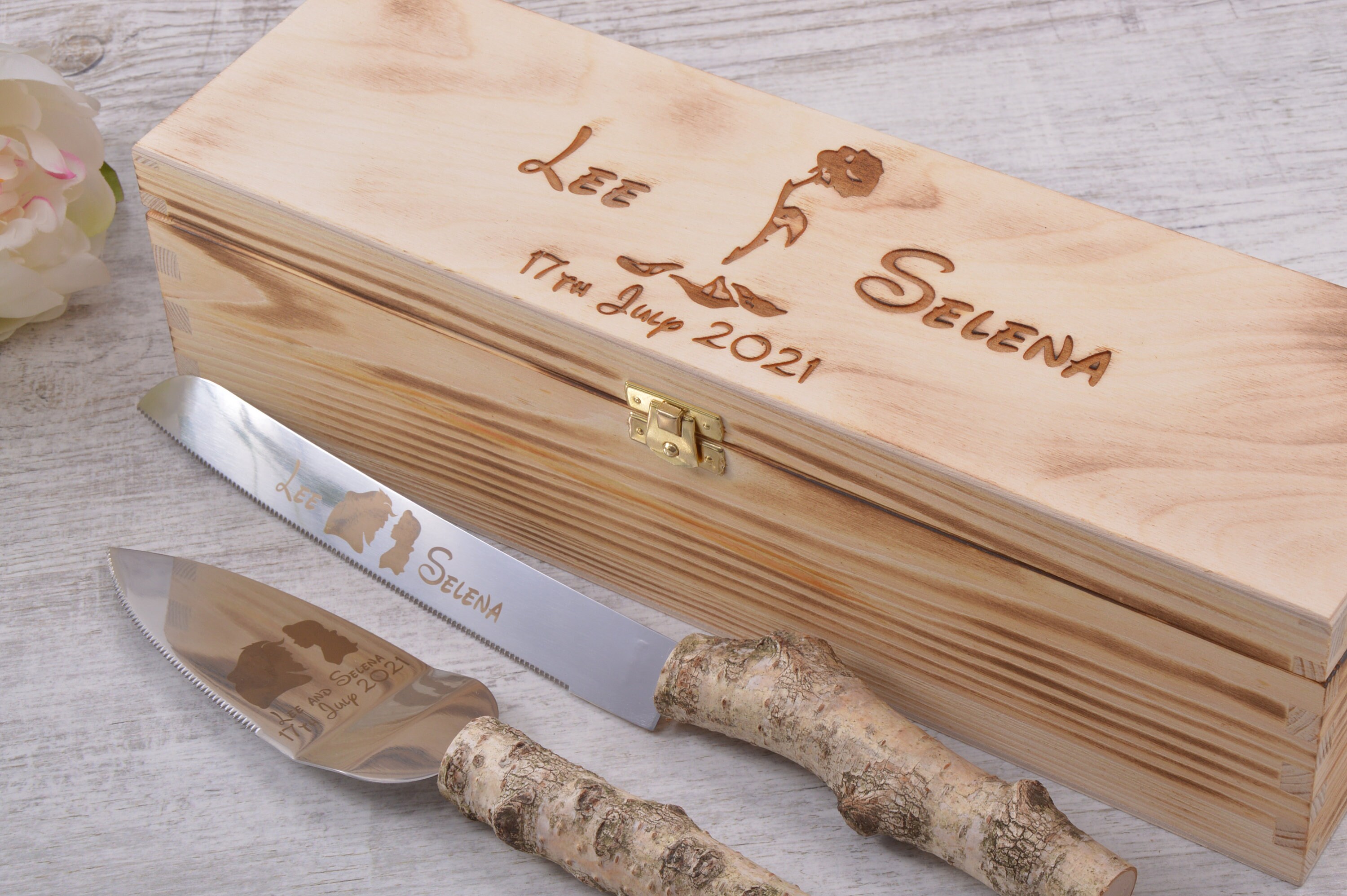Rustic Country Chic Wedding Knife Set Natural Birch Branch Etsy