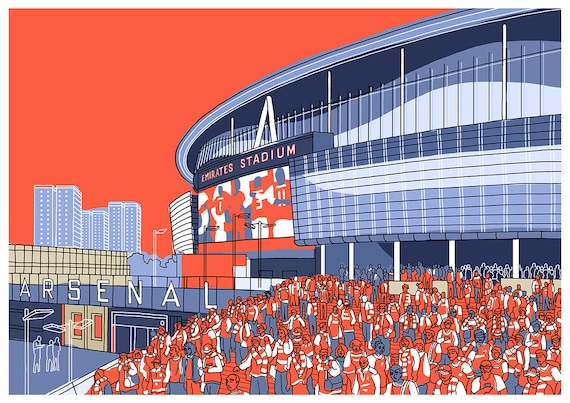 Football And Architecture Arsenal Fc Emirates Stadium Etsy