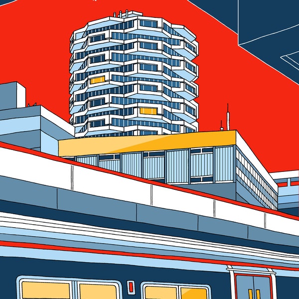 Brutalist Icon - Threepenny Bit Building Daytime View from East Croydon Station - Signed Artist’s Print