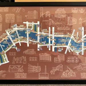 London Art; Illustrated Industrial History Map of Regent's Canal - (Hackney Section) Artist’s Print