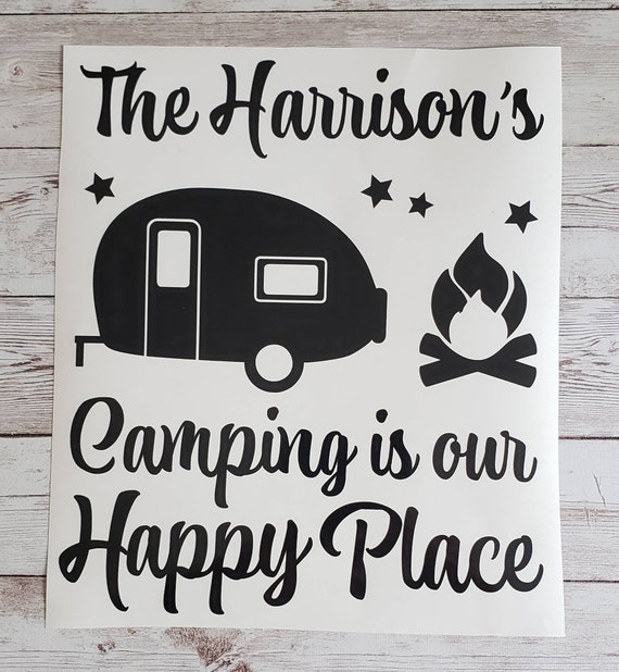 HAPPY PLACE CAMPING Vinyl Decal Sticker E HAPPY PLACE CAMPING Vinyl Decal Sticker E