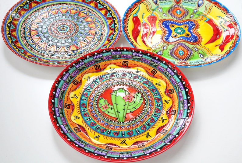 Set of Decorative Plates Mexican Wall Decor hot | Etsy