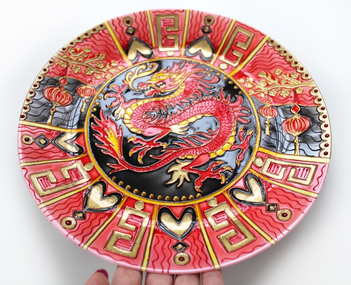 Decorative plate Chinese dragon Chinese style Wall hanging | Etsy