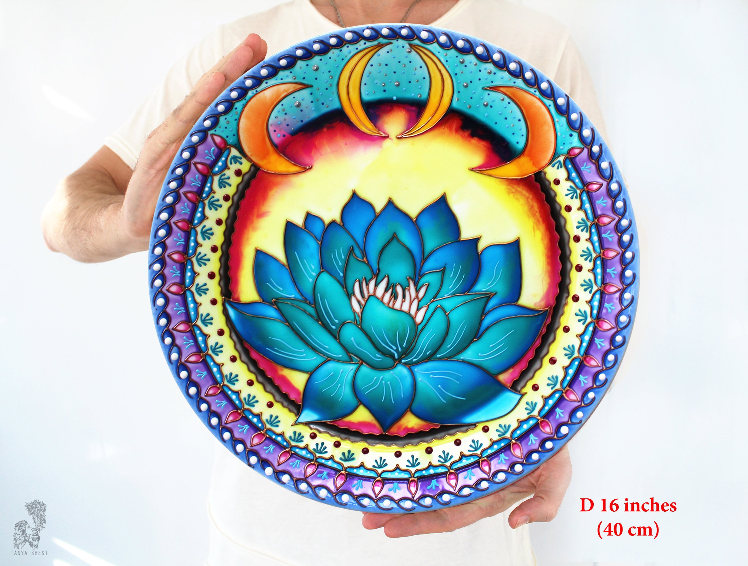 Decorative Plate Night Lotus Home Decor Wall Plate Etsy Decorative Plate Night Lotus Home Decor Wall Plate Etsy