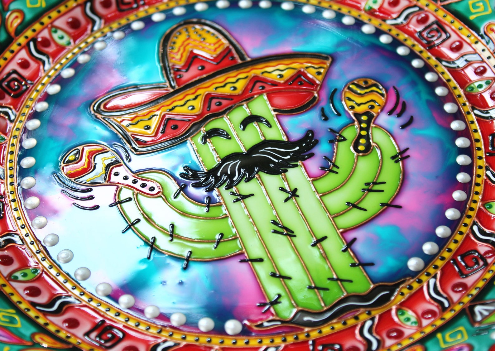 Mexican set of 4 decorative plates Mexican style Fiesta Etsy
