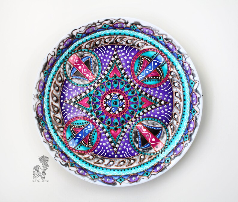 Set of decorative plates Living room wall decor Wall Etsy