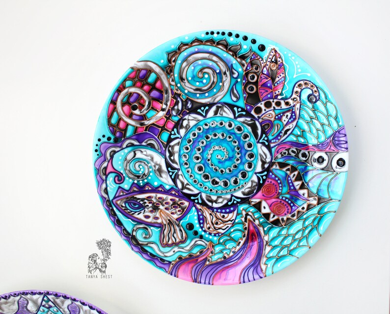 Set of decorative plates Living room wall decor Wall Etsy