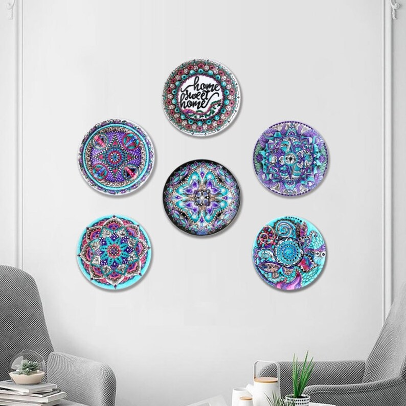 Set of decorative plates Living room wall decor Wall Etsy