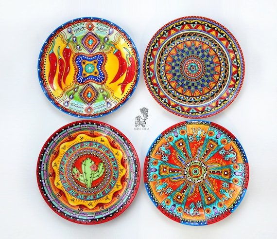 Mexican Set of 4 Decorative Plates Mexico Plates Wall | Etsy