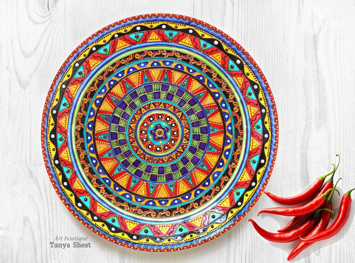 Mexican wall decor Mexican painting Decorative plate Home Etsy