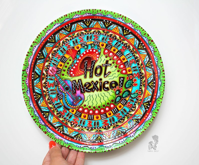Mexican Set of 4 Decorative Plates Mexican Style Fiesta Etsy