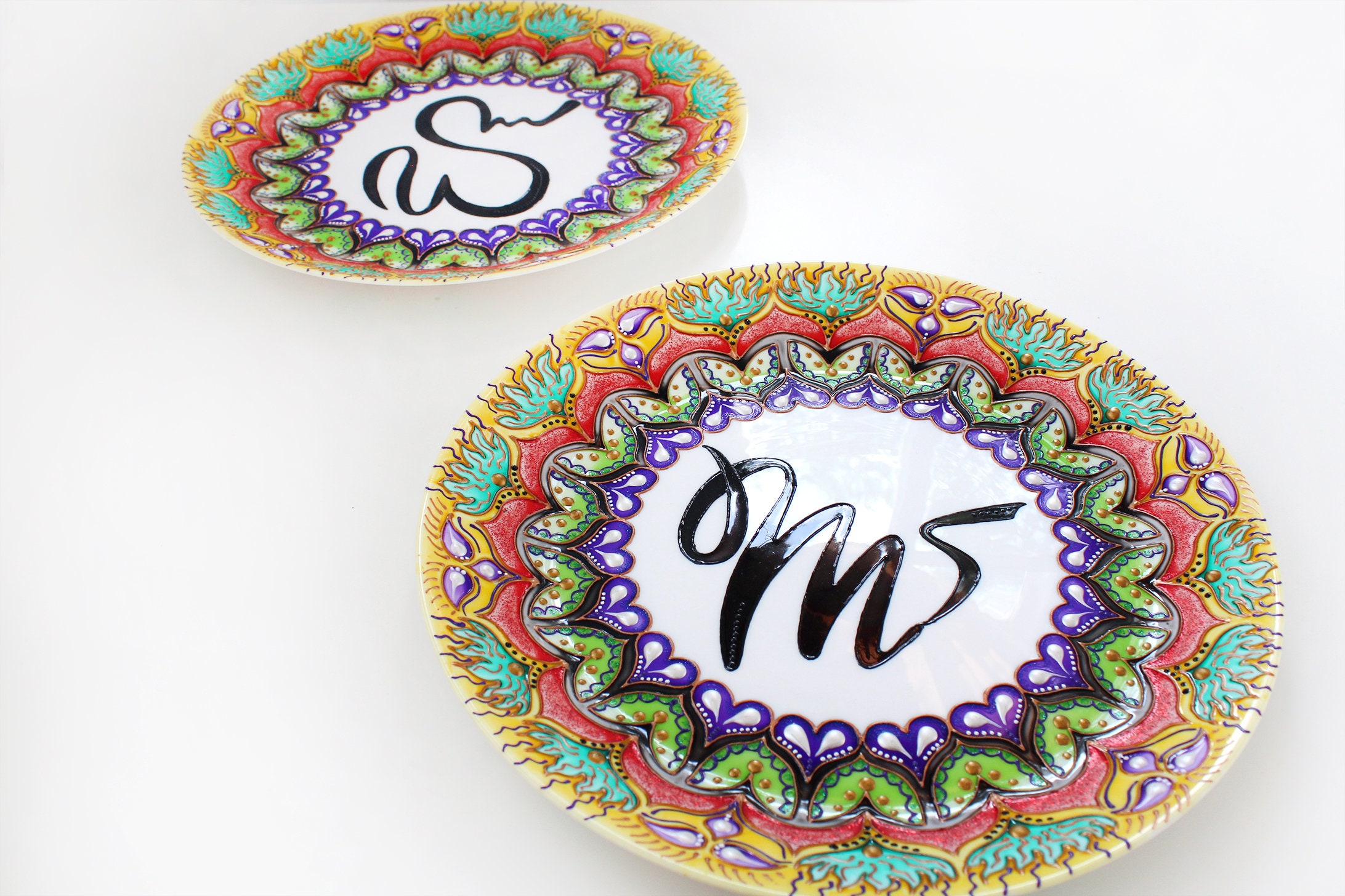 Personalized decorative plate Letter M wall Etsy