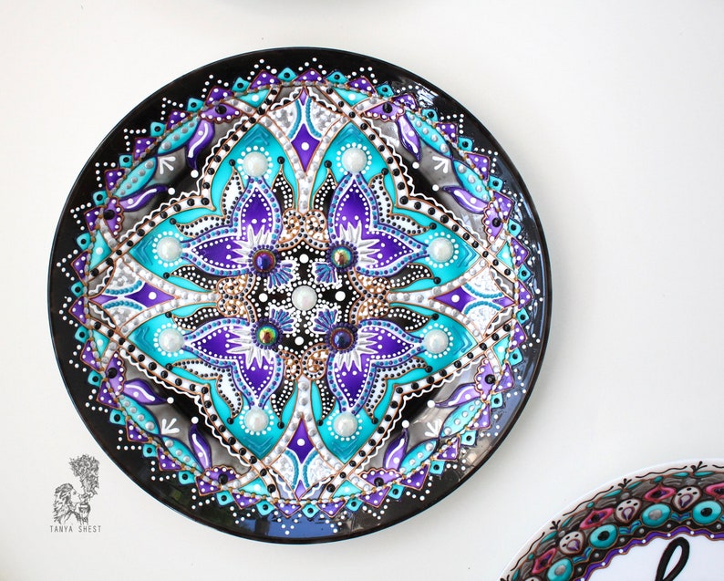 Set of decorative plates Living room wall decor Wall Etsy