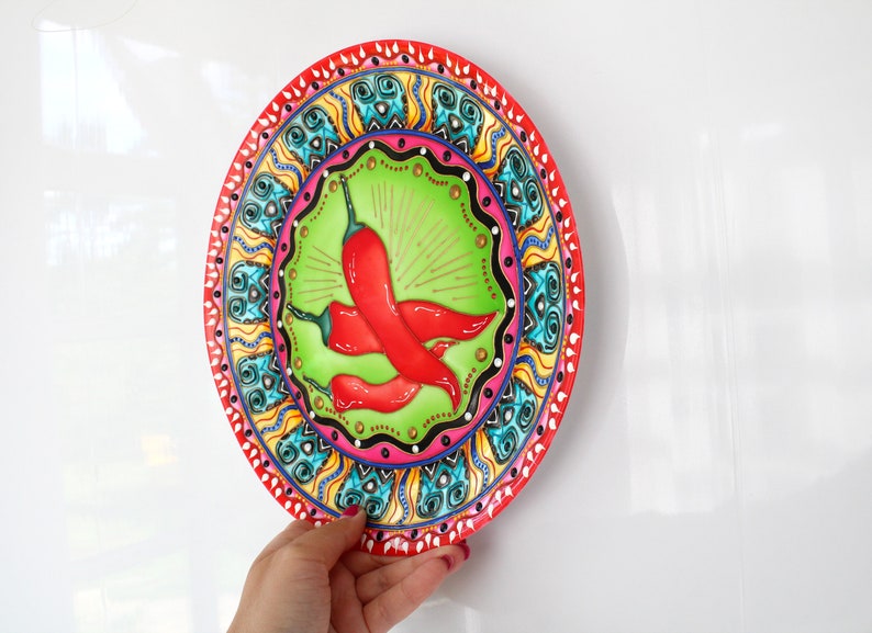 Decorative mexican plate Mexican peppers Wall Etsy