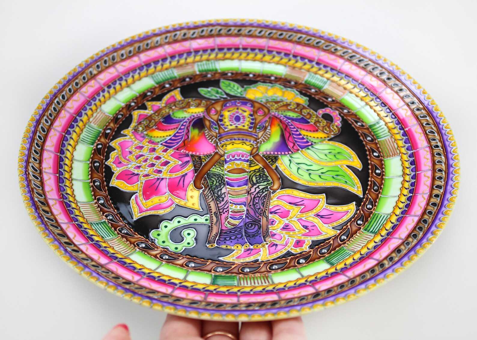 Decorative plate Indian elephant Hand painted Etsy