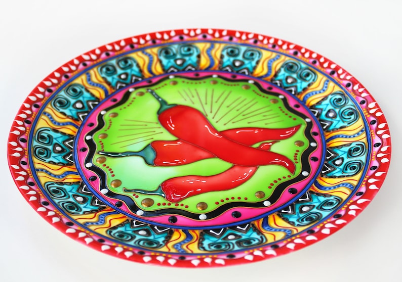 Decorative mexican plate Mexican peppers Wall Etsy