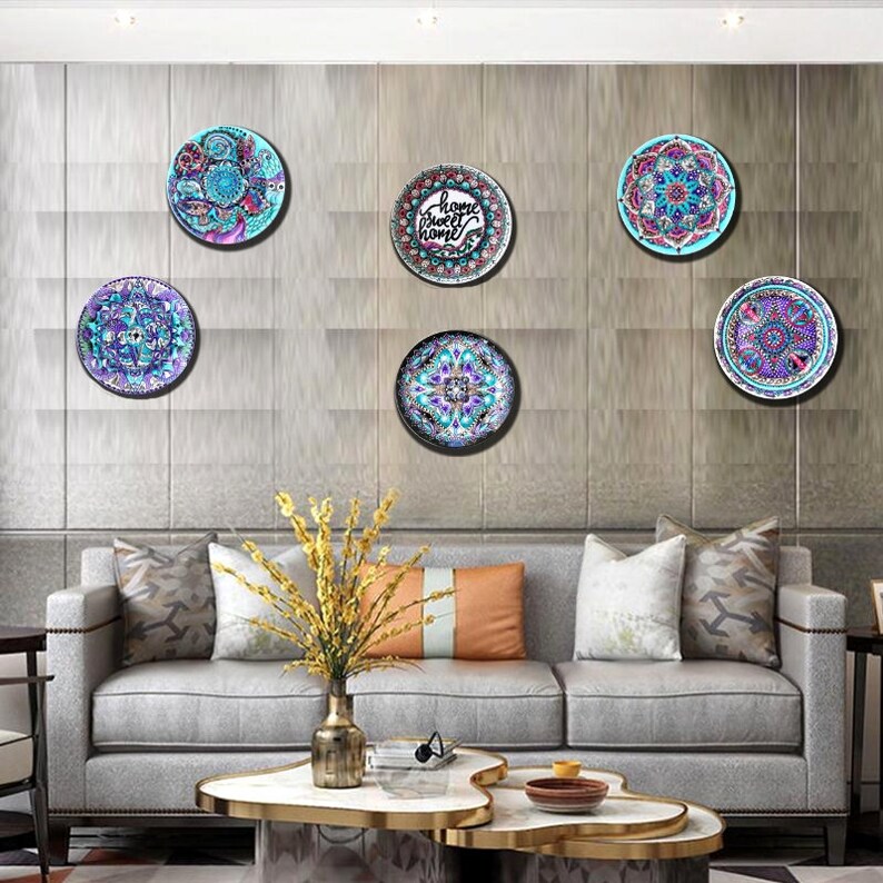 Set of decorative plates Living room wall decor Wall Etsy