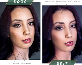Photoshop Actions - Combo Pack! Portrait Skin Softener and Portrait Pop Automated Photoshop Actions!