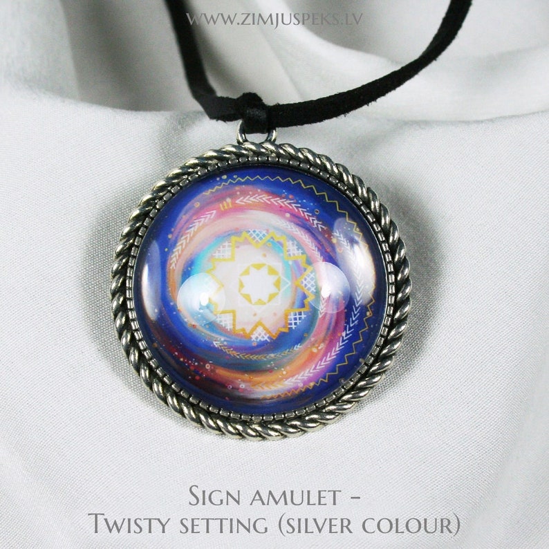 Baltic sign cabochon amulet, Stream of divine power image 1