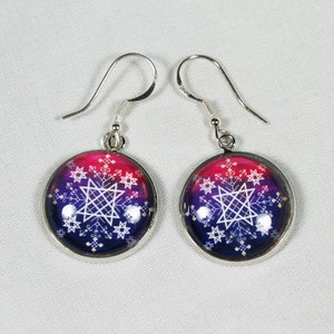 Baltic sign cabochon earrings, Auseklis Manifastation of light in darkness image 1