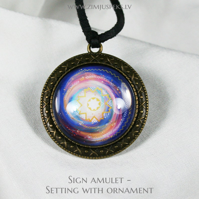 Baltic sign cabochon amulet, Stream of divine power image 2