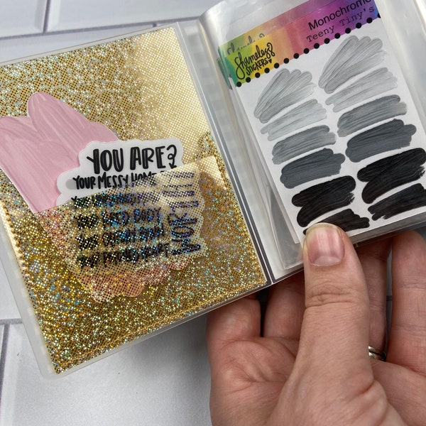 ADHESIVE Jelly Pockets with Holographic Glitter: Pop one in your planner for extra storage!