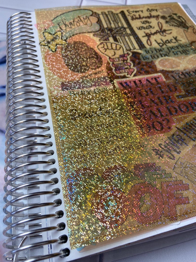 Holographic Glitter Jelly Sheets: Beautiful planner pop for you coil, ring or disc planners Gold