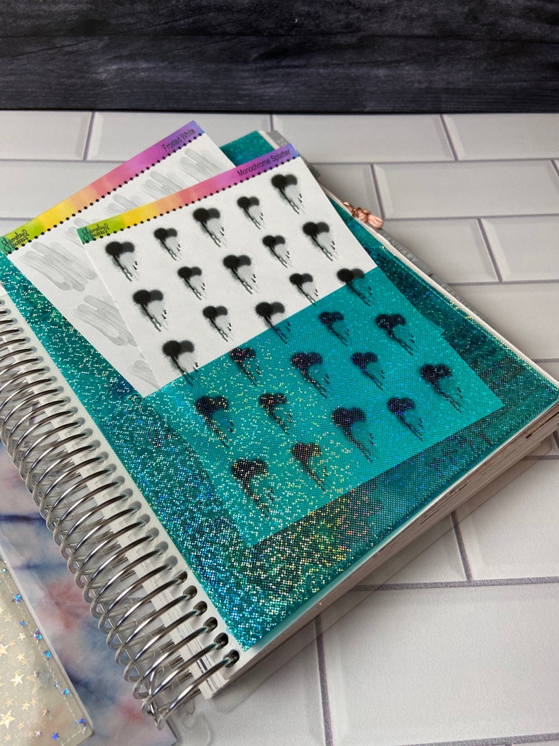 Holographic Glitter Jelly Sheets: Beautiful planner pop for you coil, ring or disc planners Teal